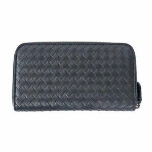 Bottega Veneta round long black wallet zipper